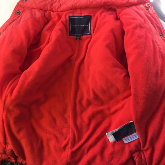 Tommy Hilfiger Jacket Girls 10 /12 Orange Quilted Coat LIght Winter or Spring - Picture 16 of 16